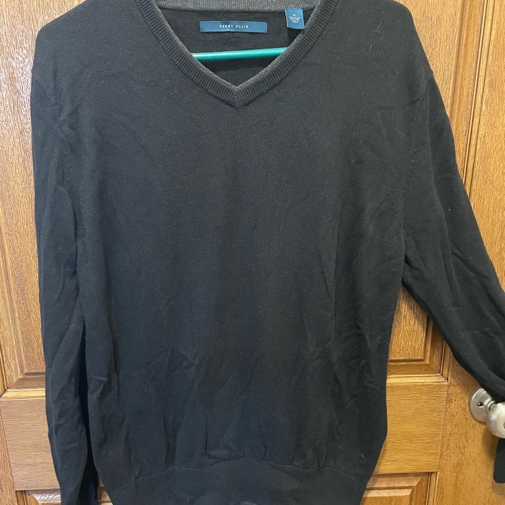 Perry‎ Ellis Men's Black V-Neck Sweater